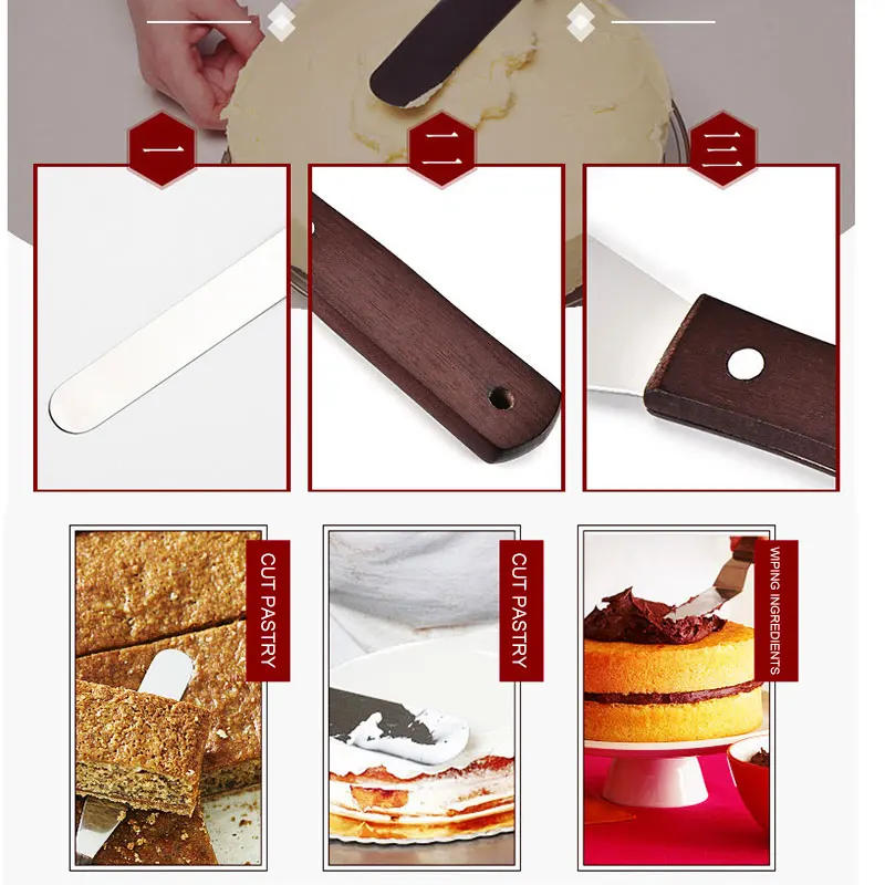 4 шт./компл. из нержавеющей стали с деревянной ручкой для выпечки и лопатки теста