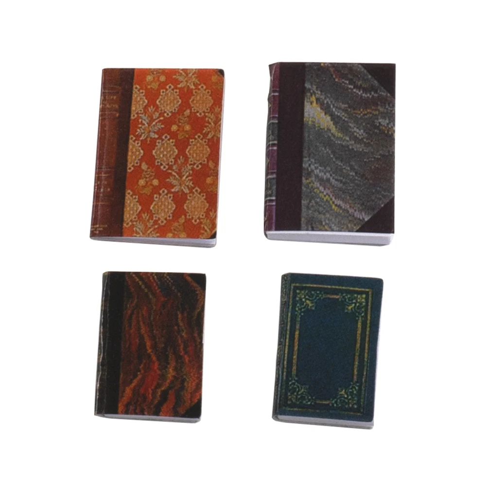 

4Pcs 1/12 Dollhouse Miniature Accessories Mini Books Simulation Notebook Model for Doll House Decoration ob11