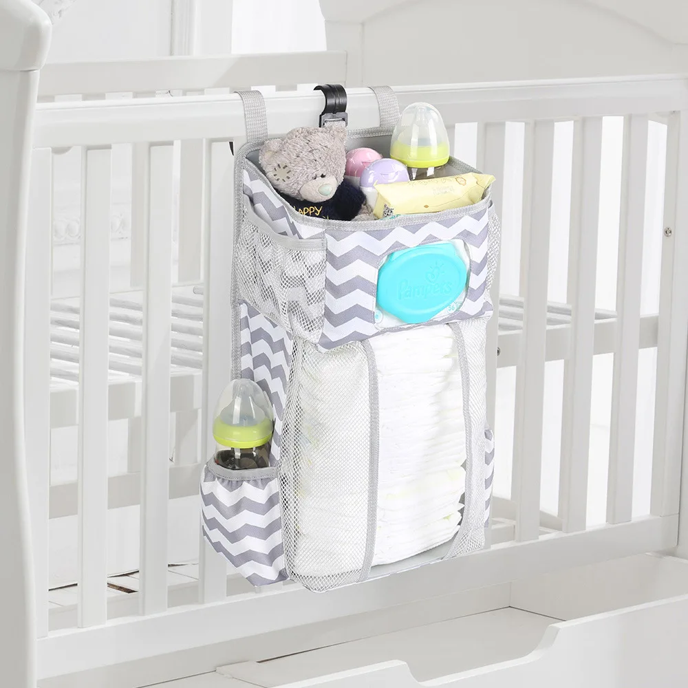 Newborn Baby Bed Hanging Storage Bag Infant Crib Large Capacity Diaper Nappy Organizer Toddler Essential Bedding Set Nursing Bag