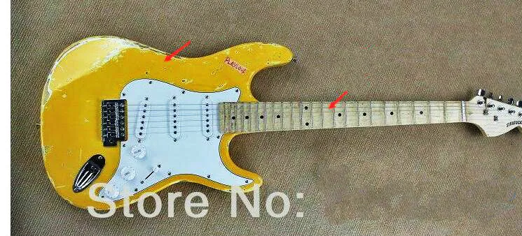 Высшее качество электронная гитара в старинном стиле желтого цвета однотонная