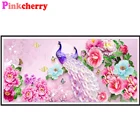 Большая Алмазная вышивка сделай сам, круглые квадратные картины с павлином, пионами, цветами, мозаика, картины