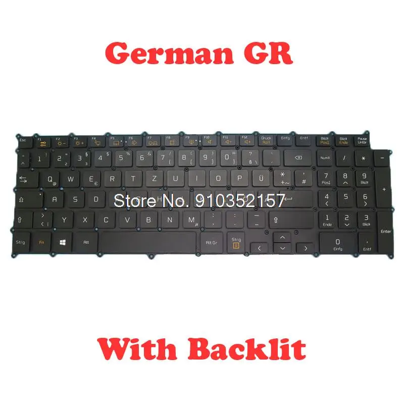 Laptop Backlit Keyboard For LG gram 17 SG-A9760-2DA SN3890BU AEW74109819 Black German GR NO Frame