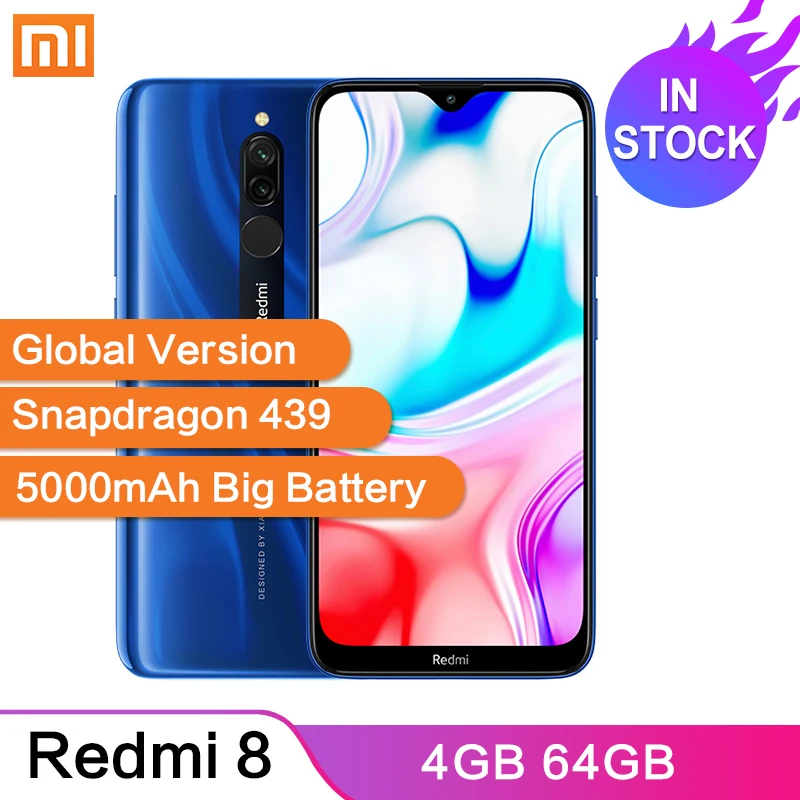 Смартфон Xiaomi Redmi 8 с глобальной версией 4 ГБ 64 аккумулятор 5000 мА/ч быстрая зарядка