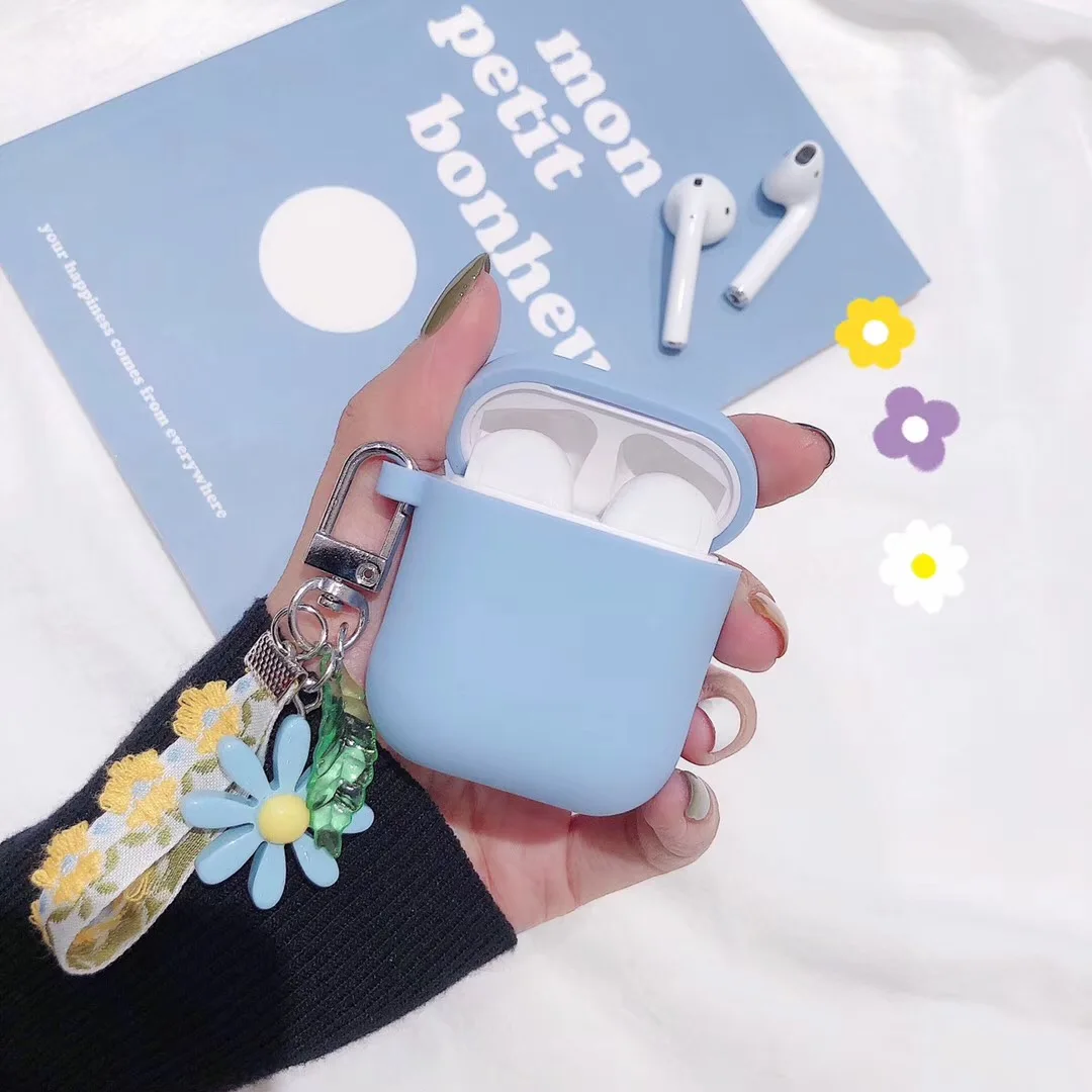 Чехол для Air pods 1/2 для AirPods Pro, роскошный цветочный подвесной брелок с орнаментом, аксессуары, силиконовый чехол, беспроводной чехол для наушников - Цвет: blue For AirPods 1 2
