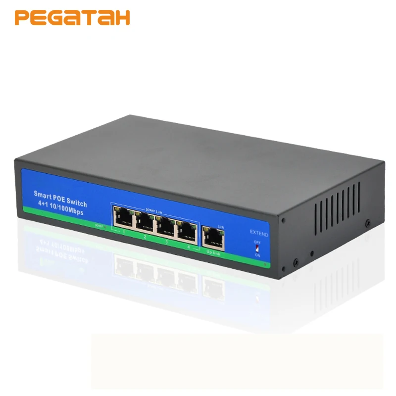 New IEEE 10/100Mbps 802.3af /at 4+1 Port 10/100Mbps POE Switch for IP Camera Compatible Network