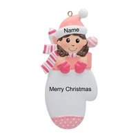 natal baby boy girl mitten polyresin personalized christmas tree haning ornaments as craft souvenir for babys first gift
