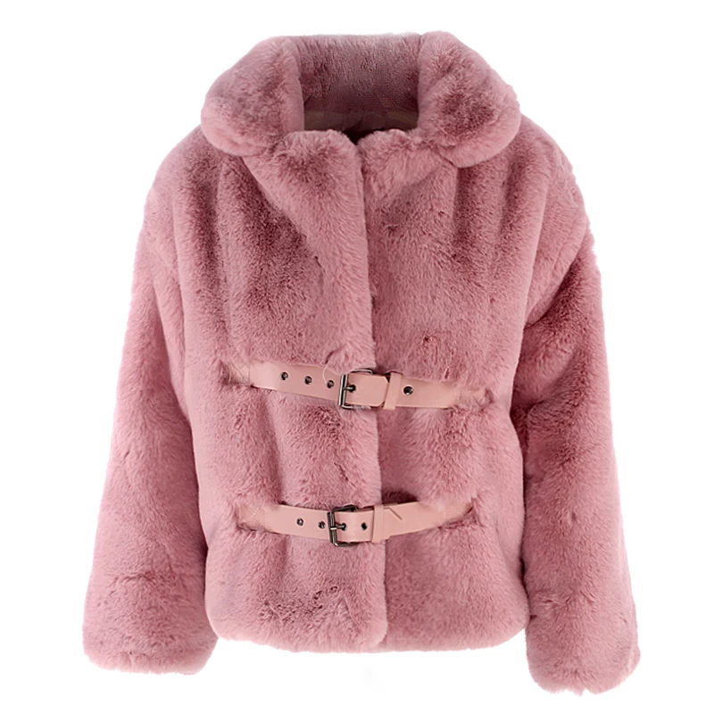 

Winter Faux Fur Coat Coat Women Turn-down Collar Coat Faux rabbit fur Thick Warm Plush Coat Women Jacket Fluffy Jacket