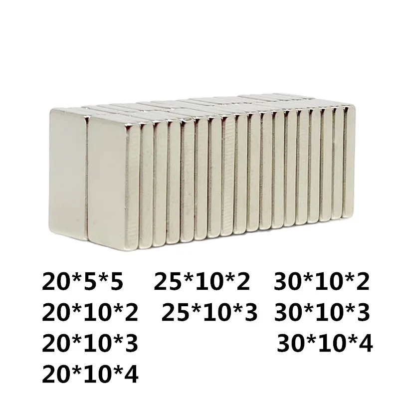 

20 шт N35 Неодимовый магнитный блок водомера 20X10X2 20X10X3 20X10X4 20X10X5 25X10X3 30X10X2 30x10x4 20X5X2 мм магнитов брусков редкоземельных магнитов