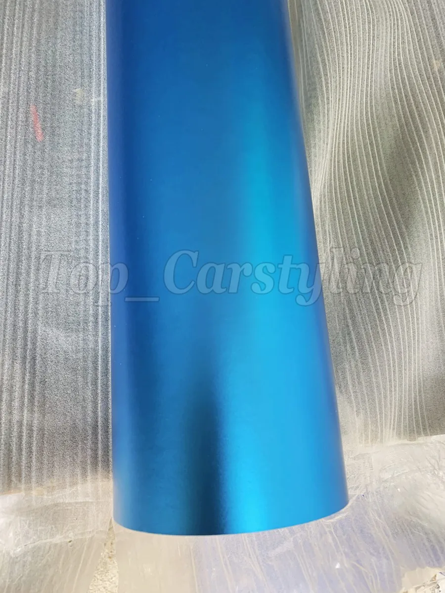 Высококачественная Синяя атласная хромированная виниловая оболочка из ледяного