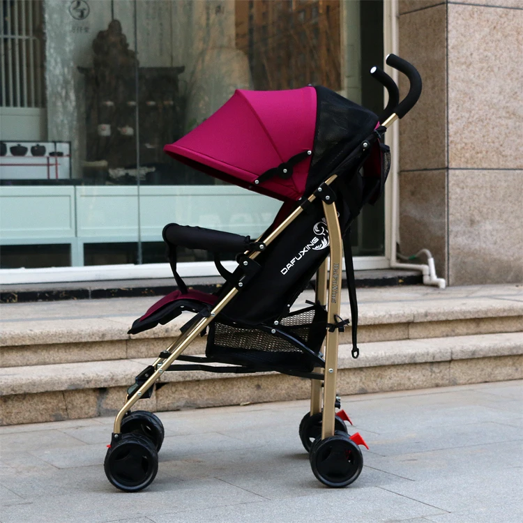 Baby four-wheeled stroller baby umbrella car can sit reclining folding ultra-light shock absorbent gauze cotton pad