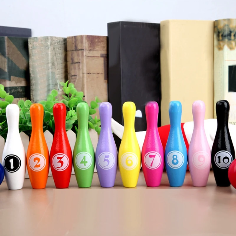Kids Bowling Toys Set 10 Colorful Pins 2 Balls Toddlers Printed with Number Gift for Boys Girls 1-6Years Old | Спорт и развлечения