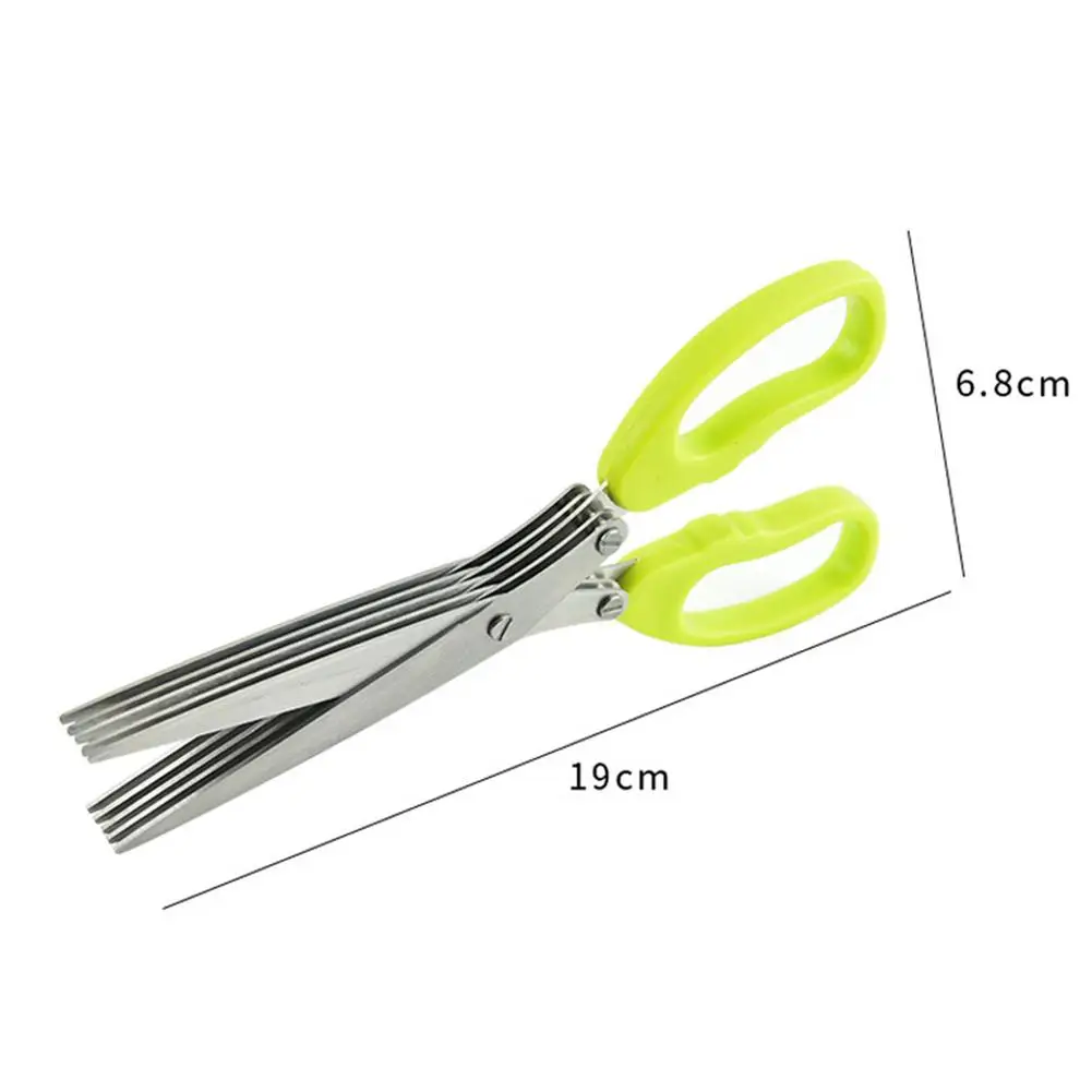 

Five Cutter Herbal Scissors Stainless Steel Onion Scissors Green Multi-layer Vanilla Paper Shredder Suitable For Office Scissors