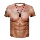 Мужская футболка с 3D-принтом в стиле хип-хоп, с имитацией мышц, для бодибилдинга, Классическая футболка с круглым вырезом, летняя модная футболка