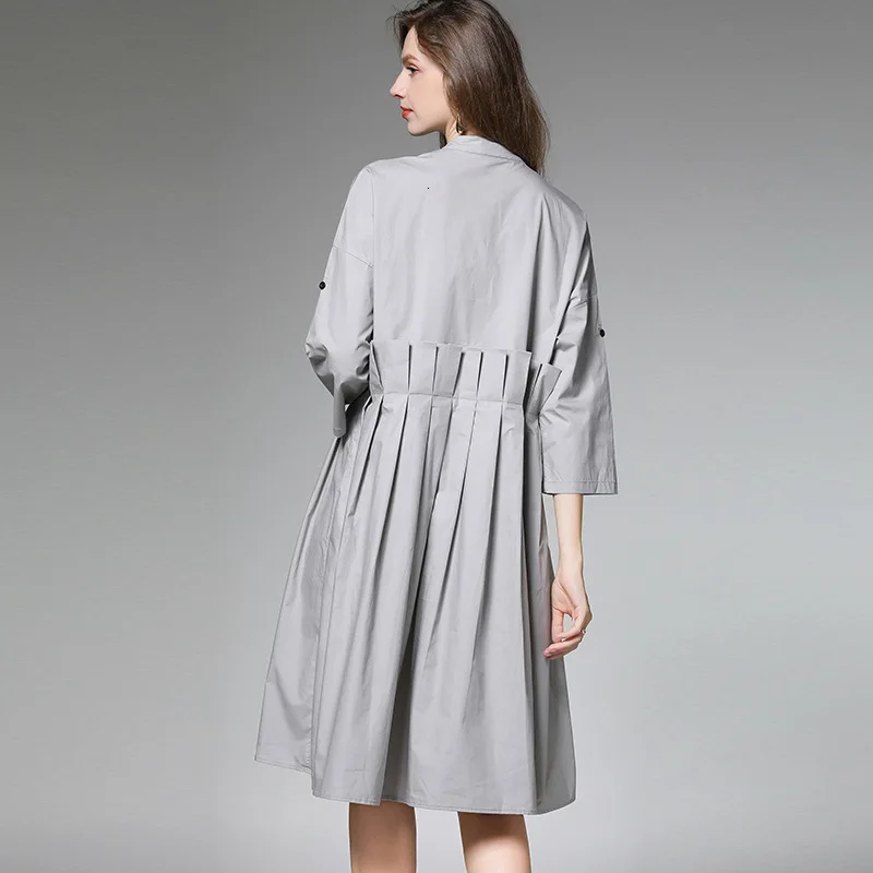 Женское свободное платье [LANMREM] длинное с Секцией воротника модель PA232 на осень 2020