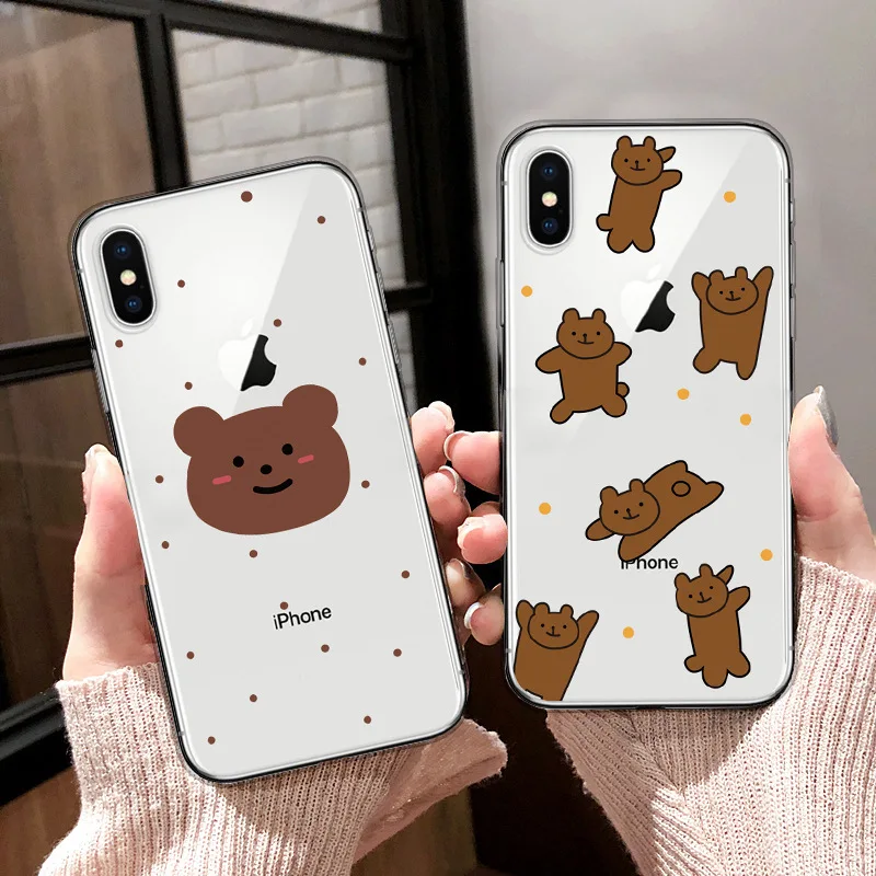 

Super cute cartoon Bear Korean couple phone case for coque iPhone 7 8 6 6s plus XS max case silicon soft For iphone cover X XR