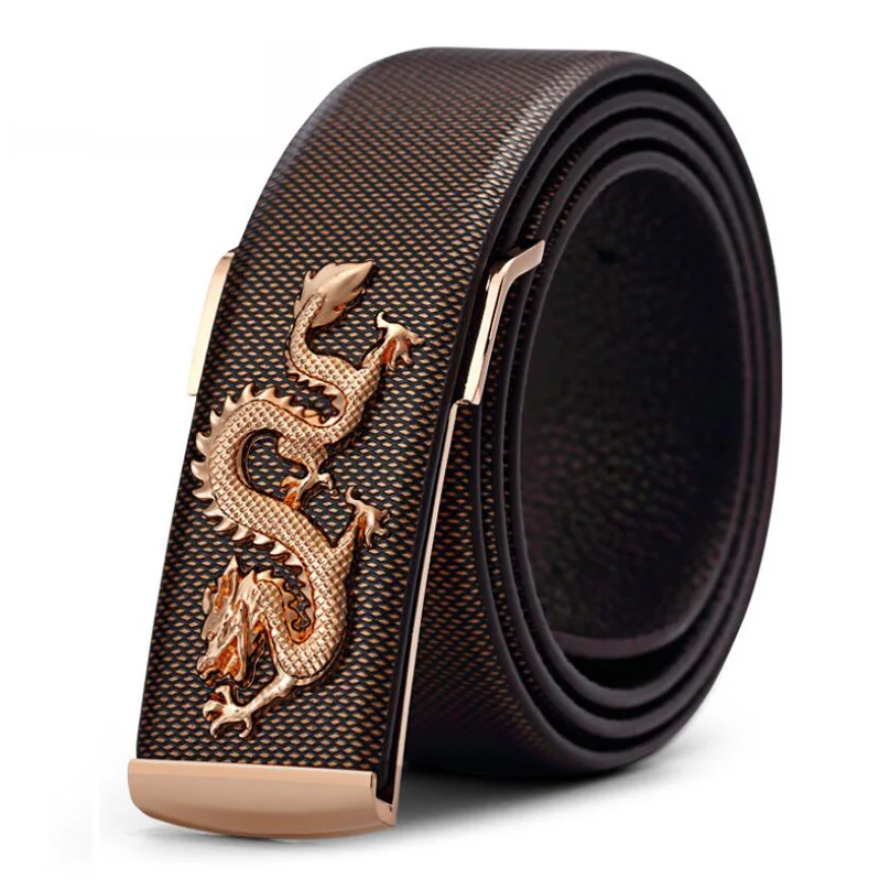 Hot Designer Men Gold Dragon Buckle Belt Male High Grade Genuine Leather Belt Luxury  Jeans Belt Cowboys XKS126