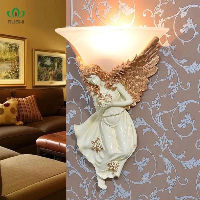 

European-Style Creative Angel Wall Lamp Bedside Lamp Bedroom Bar Led Background Wall Living Room TV Wall Aisle Lamps