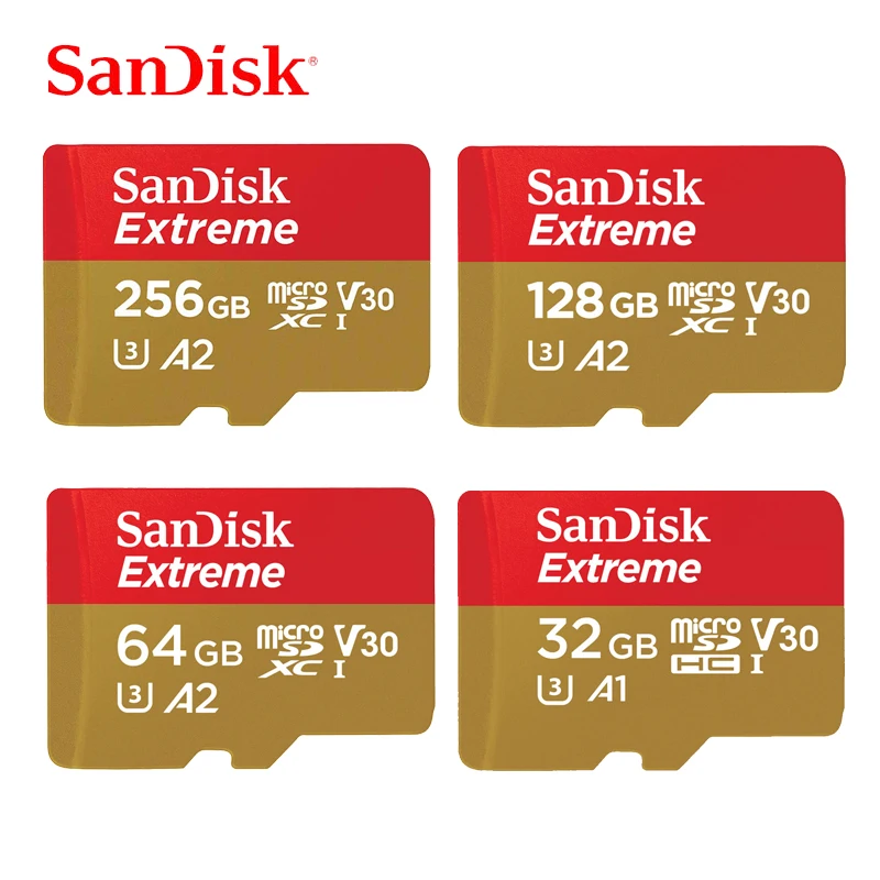Карта памяти SanDisk Extreme micro SD 4K UHD UHS I C10 U3 V30 A2 microSDHC 32GB microSDXC Flash 512GB 128GB 256GB TF карта|Карты