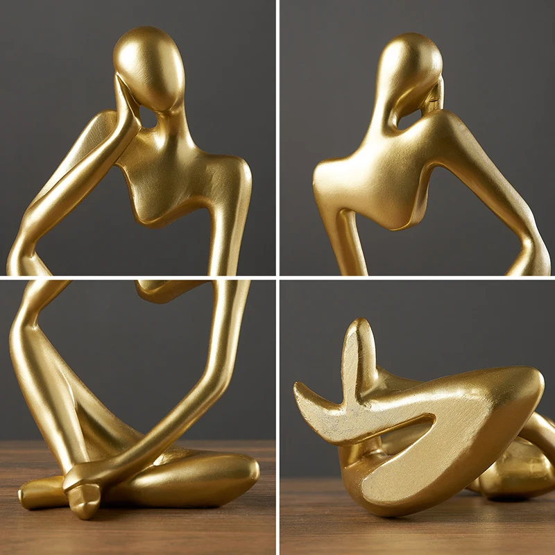 

One Piece Resin Golden Mediation Character Sculpture Figurine Abstract Statue Home Bedroom Decoration Office Accessories Gifts