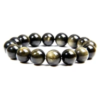 high quality natural gold obsidian stone beads bracelet men trendy gemstone health jewelry elastic rope tiger eye bangle women