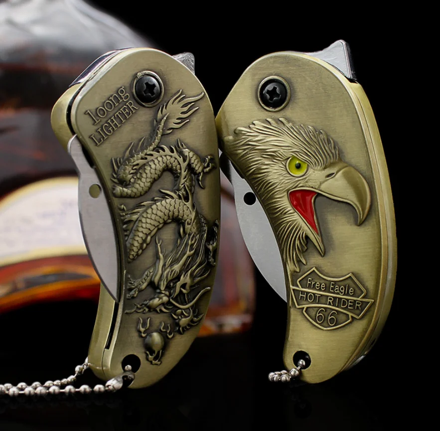 Новинка креативная металлическая Бутановая газовая зажигалка в виде черепа