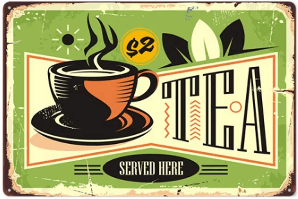 

Coffee and Tea Retro Metal Tin Sign Plaque Poster Wall Decor Art Shabby Chic Gift