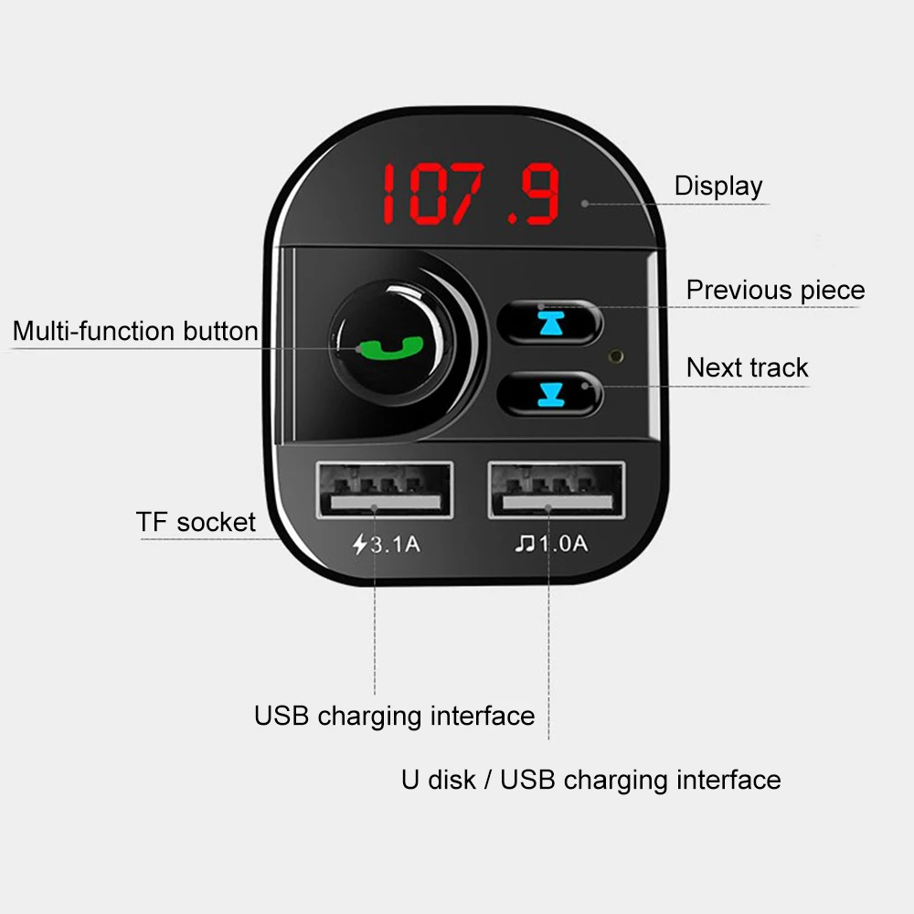 TOSPRA автомобильный комплект Bluetooth 5 0 беспроводной fm передатчик громкой связи LCD MP3