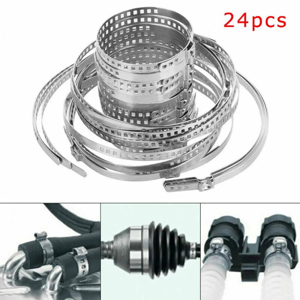 

24pcs Car CV Boot Clamp Adjustable Stainless Steel Drive Shaft Axle Joint Clip Durable And Practical Large Clamps