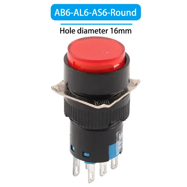 

AB6 16 мм со стандартным переключателем мощности 12/24/220 В pin кнопочный переключатель маленький квадратный и круглый самоблокирующийся самосброс переключатель запуска