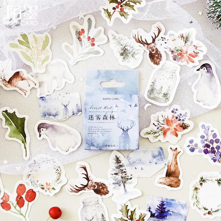 

45pcs/pack Winter Scenery Totem Label Stickers Pack Posted It Kawaii Planner Scrapbooking Stationery Stickers Office Decoration