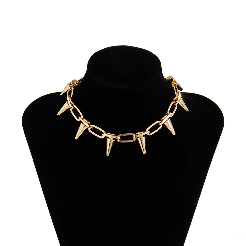 

Punk Thicken for Women Chains Necklace Couples Simple Hip Hop Rock Collars Gold Color Goth Aesthetic Rivet Men Necklace Jewelry