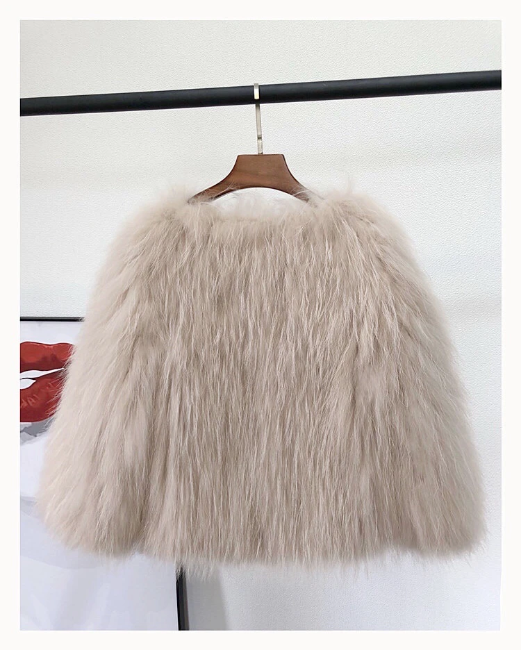 

Women 2020 Autumn Winter Real Raccoon Dog Fur Jacket Female Short Thick Warm Fur Coat Ladies O-neck Three Quarter Coats S66