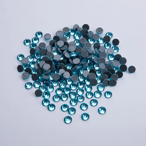 Aquamarine Горячая фиксация Стразы SS6-SS34 полный цвет круглый клей основа стразы серый сзади Кристаллы Стразы Горячая фиксация на рюкзак - Цвет: Aquamarine