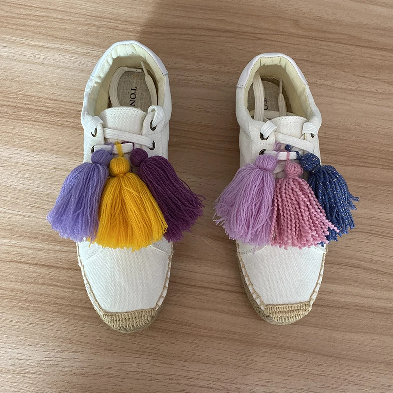 Женские эспадрильи с кисточками повседневные кроссовки толстой подошвой