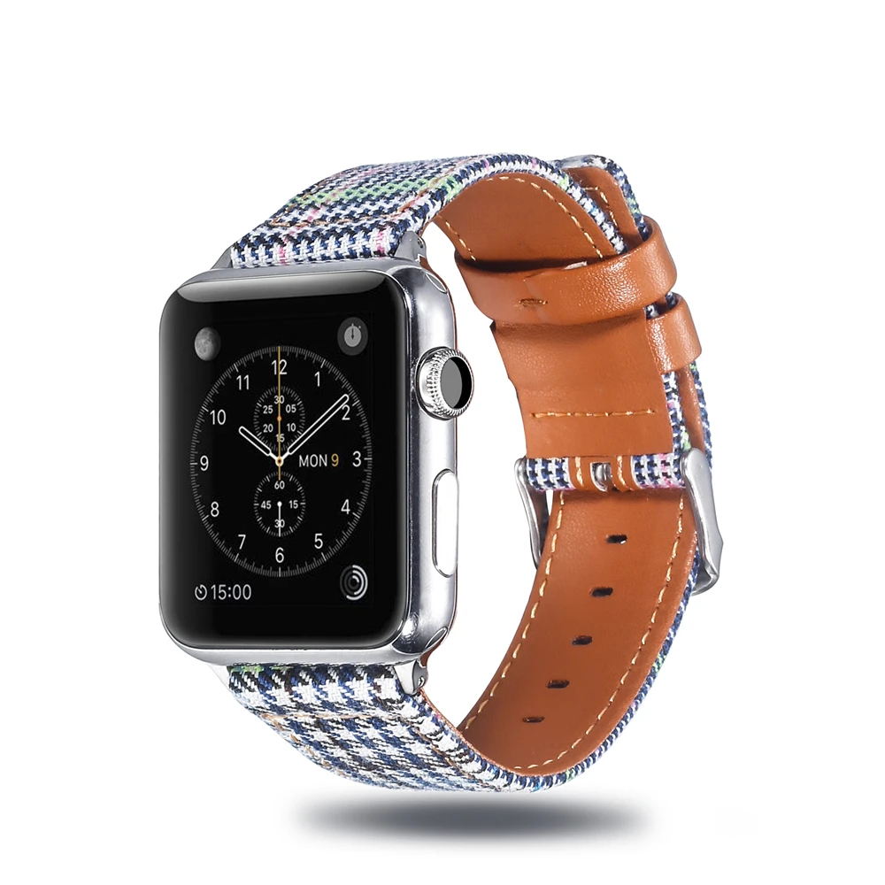 Холщовый ремешок для часов для Apple Watch 38 мм 42 мм 40 мм 44 мм нейлоновый кожаный ремешок для часов браслет для iWatch Series 5/4/3/2/1