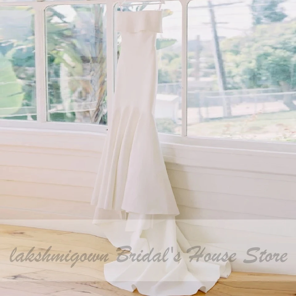 Lakshmigown простые свадебные атласные платья Русалка вырез лодочкой Свадебные