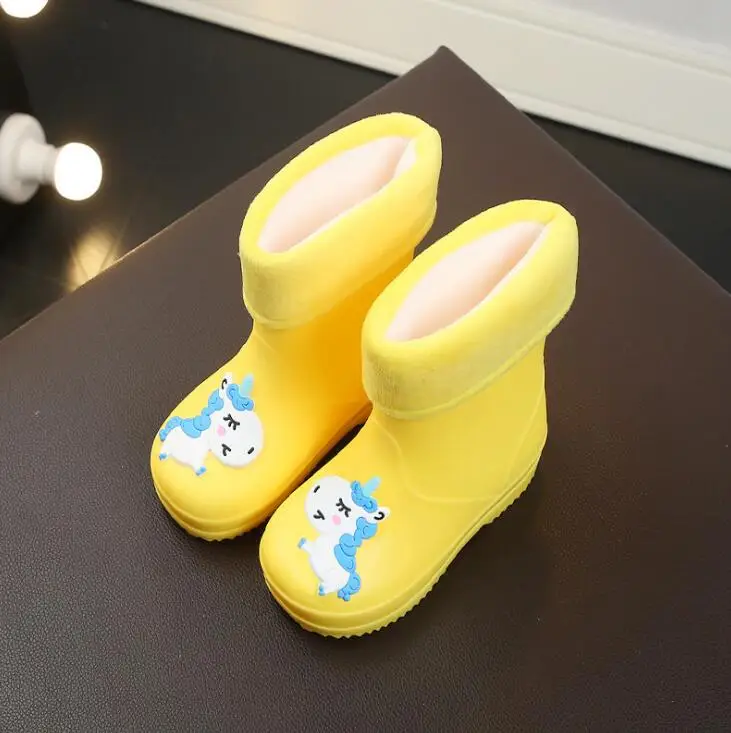 Детские резиновые сапоги для девочек и мальчиков теплые непромокаемые из ПВХ с