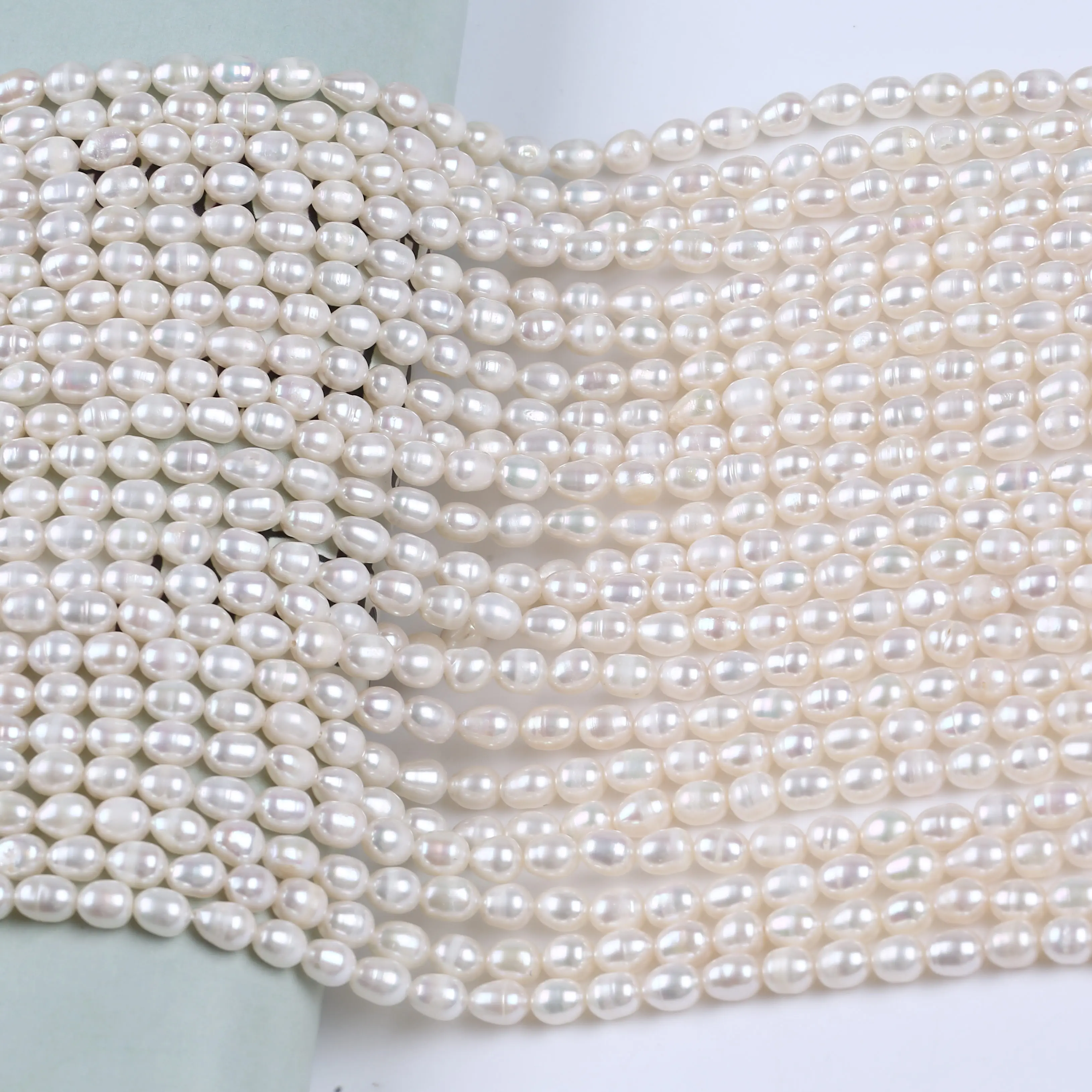 

5-6mm Natural Freshwater Pearl Beads White Rice Shape Pearls Strand For Jewelry Making DIY Bracelet Necklace