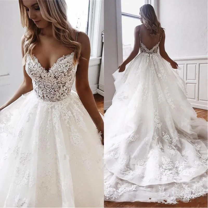 Новое поступление свадебное платье трапециевидной формы с кружевными