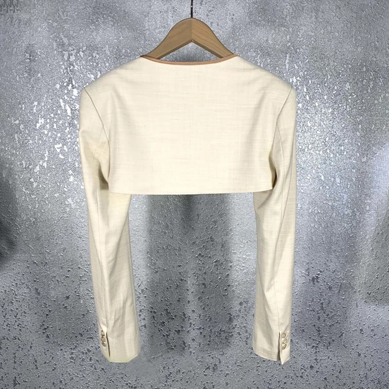 

Back Cross Three Piece Set Women Notched Long Sleeve Coat Halter Vest Shorts Female Suits Fashion Summer 2020 New