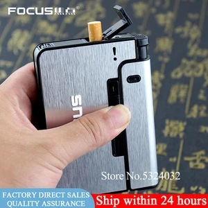 Портативный Автоматический чехол для сигарет, металлические портсигары, 10 шт., чехол для сигарет, не зажигалка, гаджет для мужчин, рождественские подарки