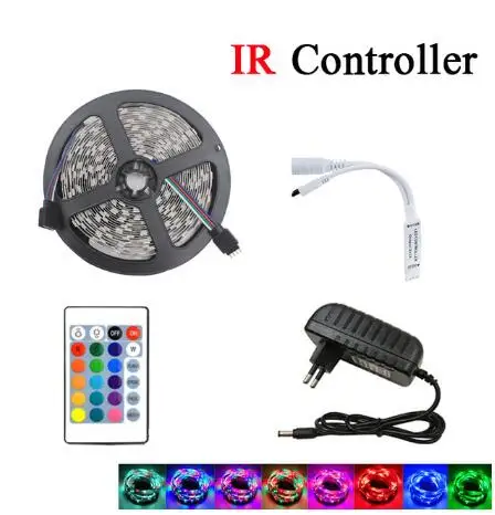 24key IR remote Светодиодный светильник 2835 SMD RGB лента 5 м 10 м 15 м 20 м DC12V 3528 Гибкая RGB Светодиодная лента e лента диод 24 кнопки контроллер WIF адаптер - Испускаемый цвет: 24key IR remote