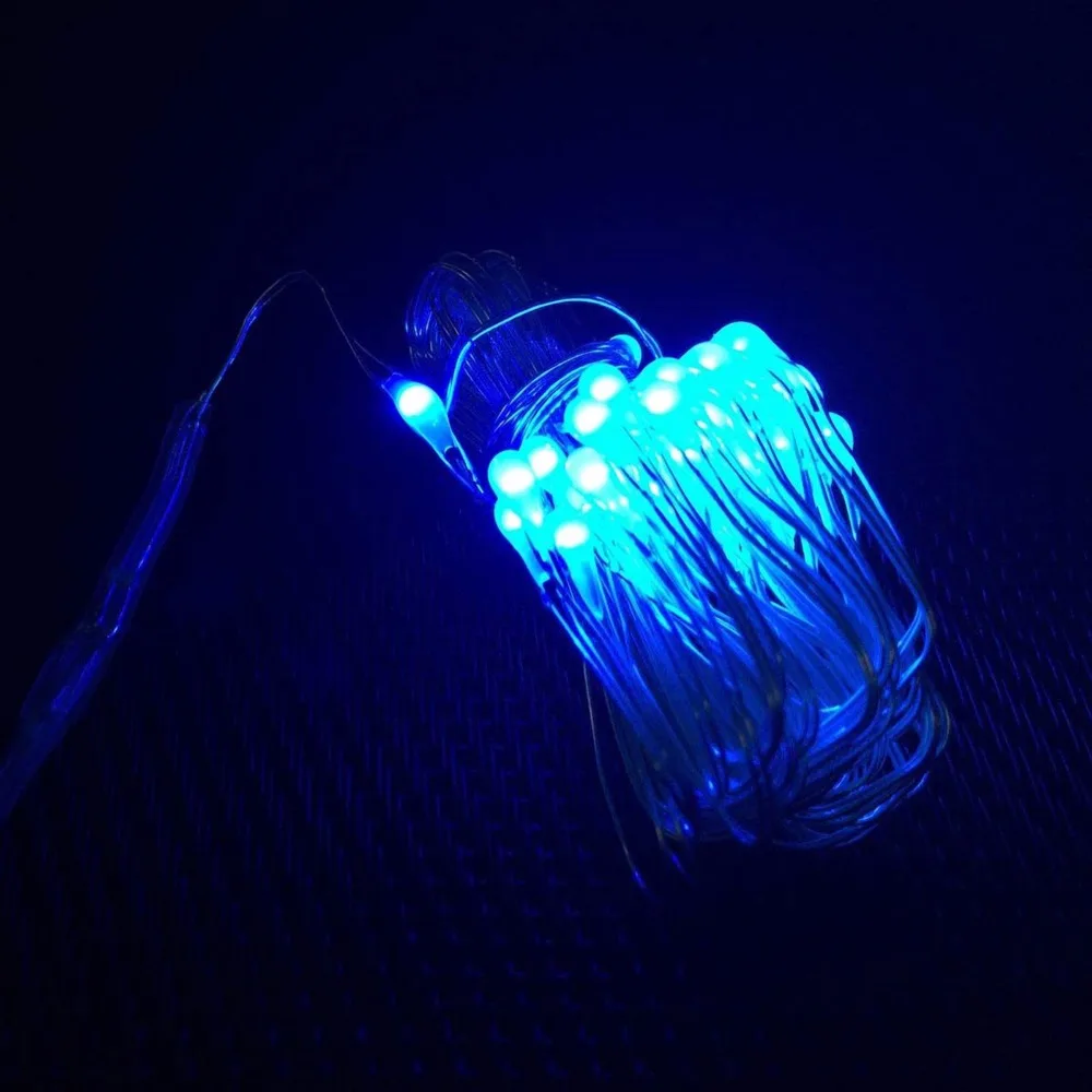 Горячая 3AA Батарея питание гирлянда 10 м 100 светодиоды LED Серебряный Цветной Медный