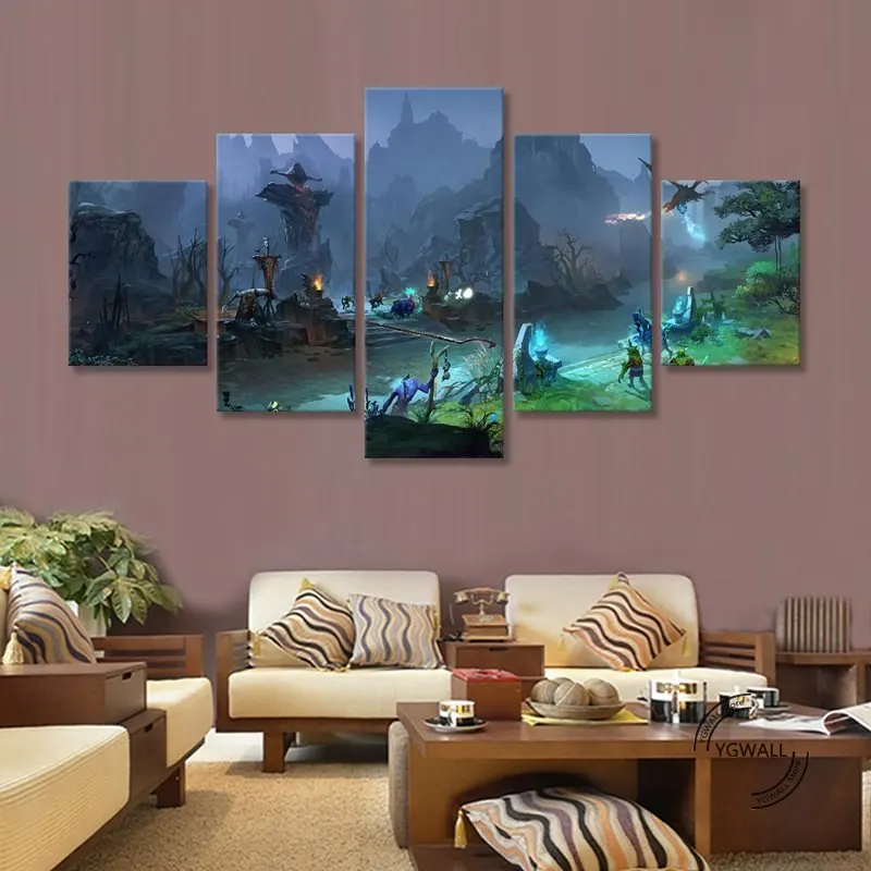 DOTA2 герои средняя карта Боевая стена искусство холст картины 5 шт. фотографии