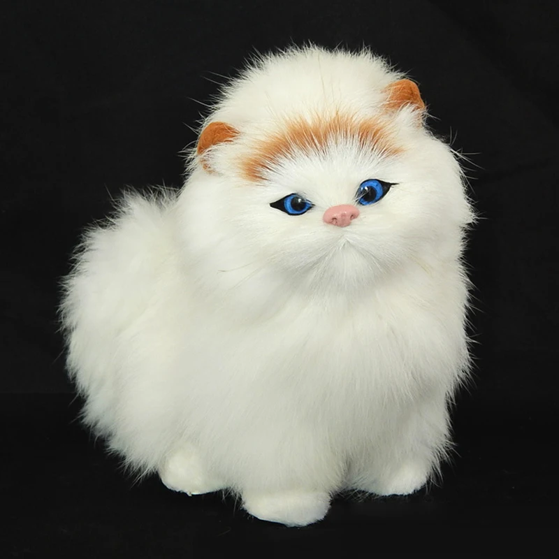 Simulation plush cat crouching animal models handmade realistic cat dolls children plush toys home decoration Will make a sound