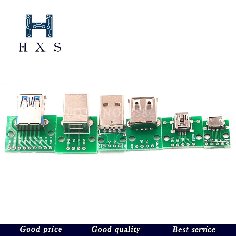 Micro Mini USB A папа 2 0 3 мама B разъем интерфейс к 54 мм DIP PCB преобразователь адаптер