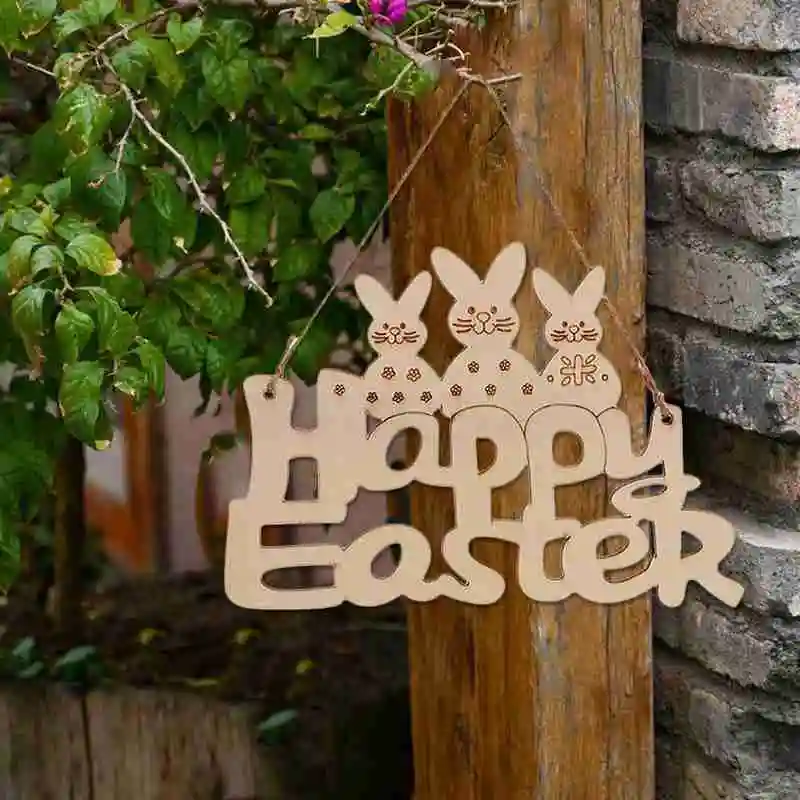 

Hanging Alphabet Rabbit Pendant Easter Day Decoration Bunny Happy Easter Door Ornaments DIY Craft