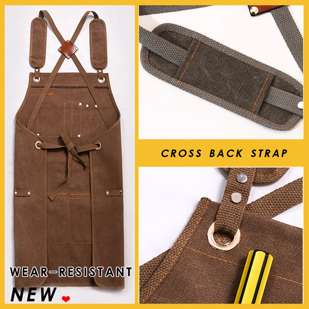 

Woodworking Aprons Heavy Duty Waxed Canvas Work Apron With Pockets Carpenter/Blacksmith Shop Apron For Gift For Gardenging