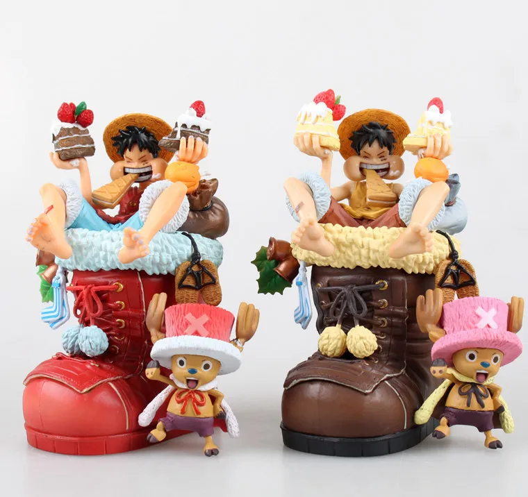 Anime One Piece Christmas Boots Monkey D Luffy Tony Chopper PVC Action Figures Model Toys for Gifts 11cm Игрушки и хобби