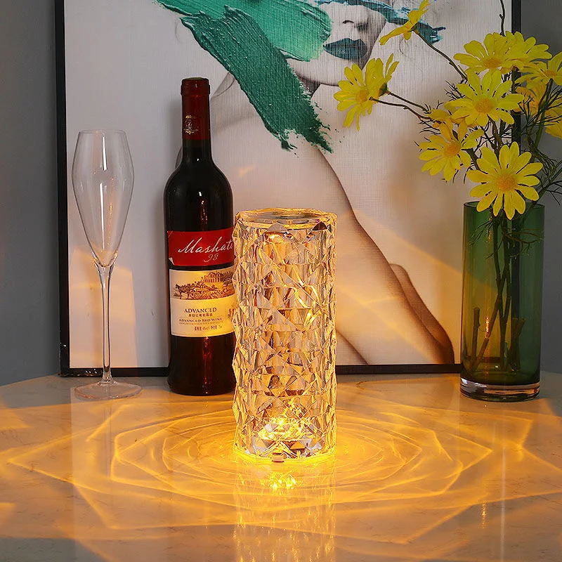 Multicolor Lamp Atmosphere Diamond Rose USB Table Desk Night Light Acrylic Crystal Lighting Gift Bar Decorative Bedroom Bedside | Лампы и